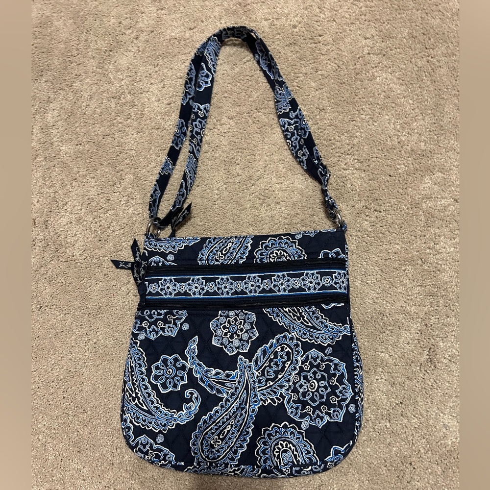 Vera Bradley Blue Floral Paisley Retired Print Satchel Bag
